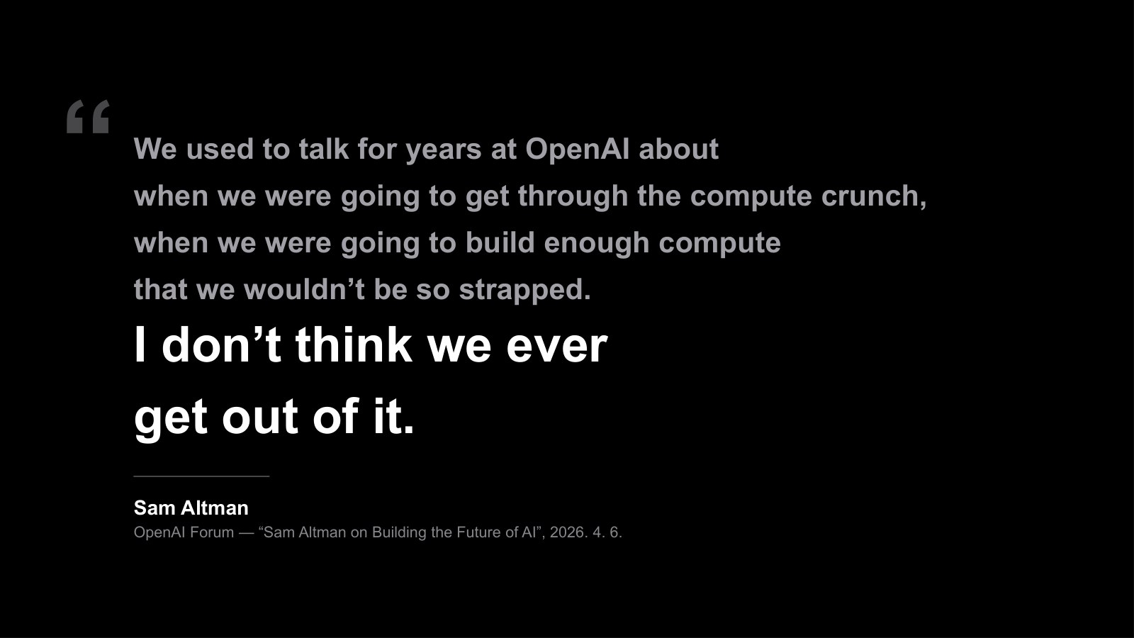 プレゼン資料2ページ：“ We used to talk for years at OpenAI about